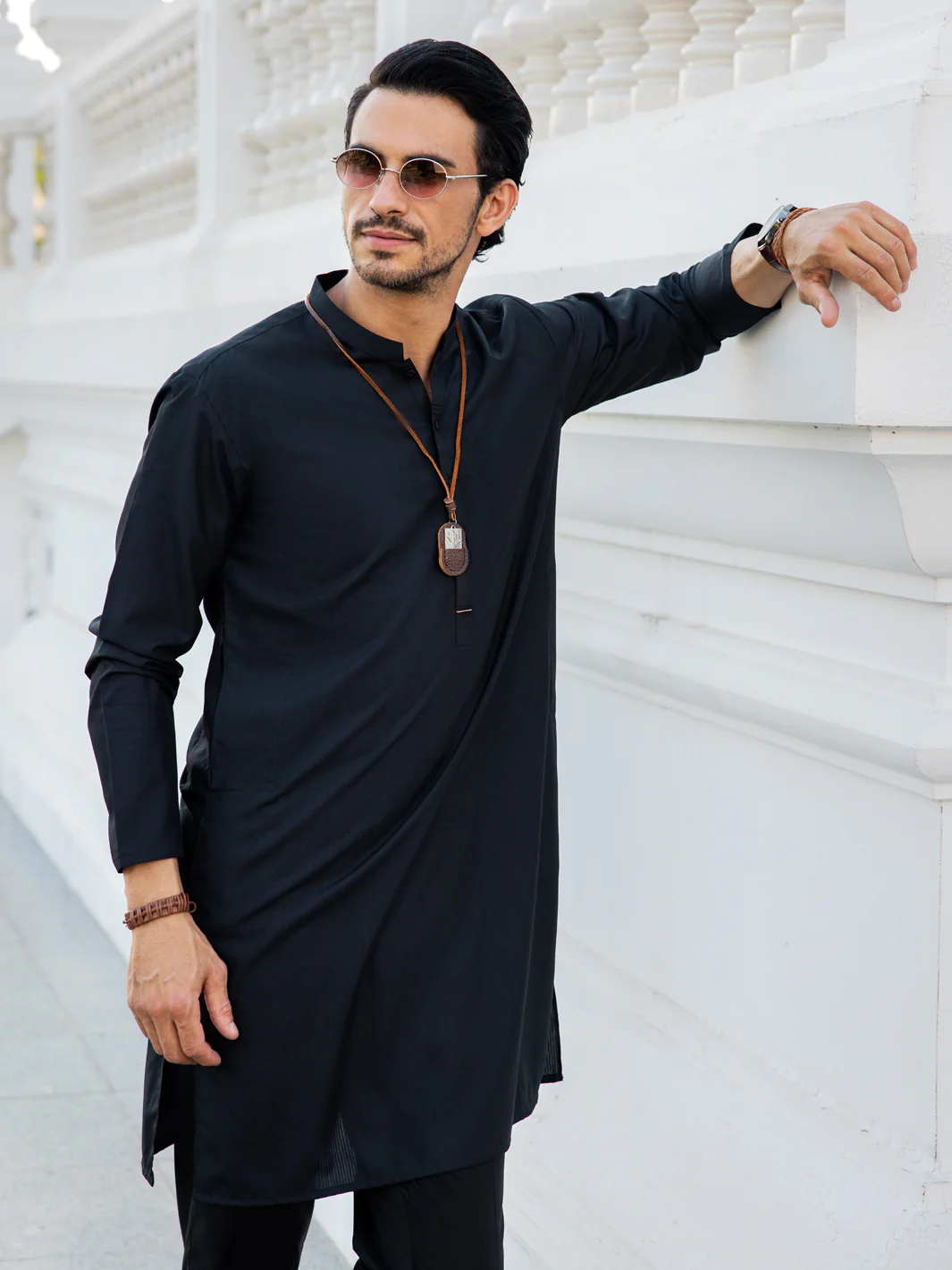 Black Blended Kurta - AL-K-1148C - Image 2