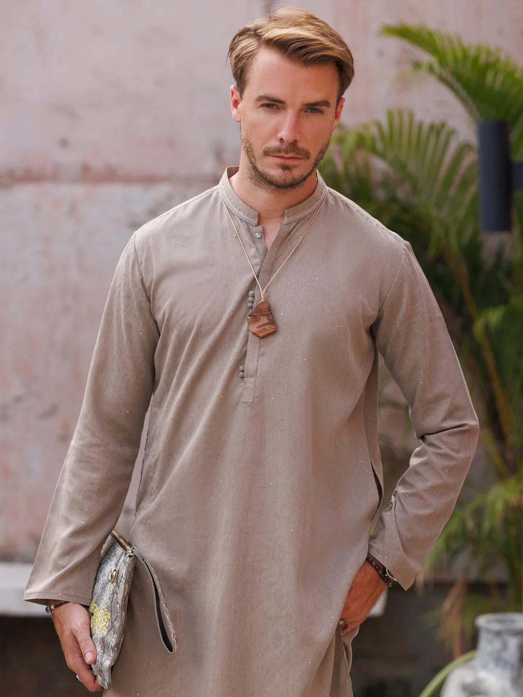 Grey Blended Kurta - AL-K-1149A - Image 4