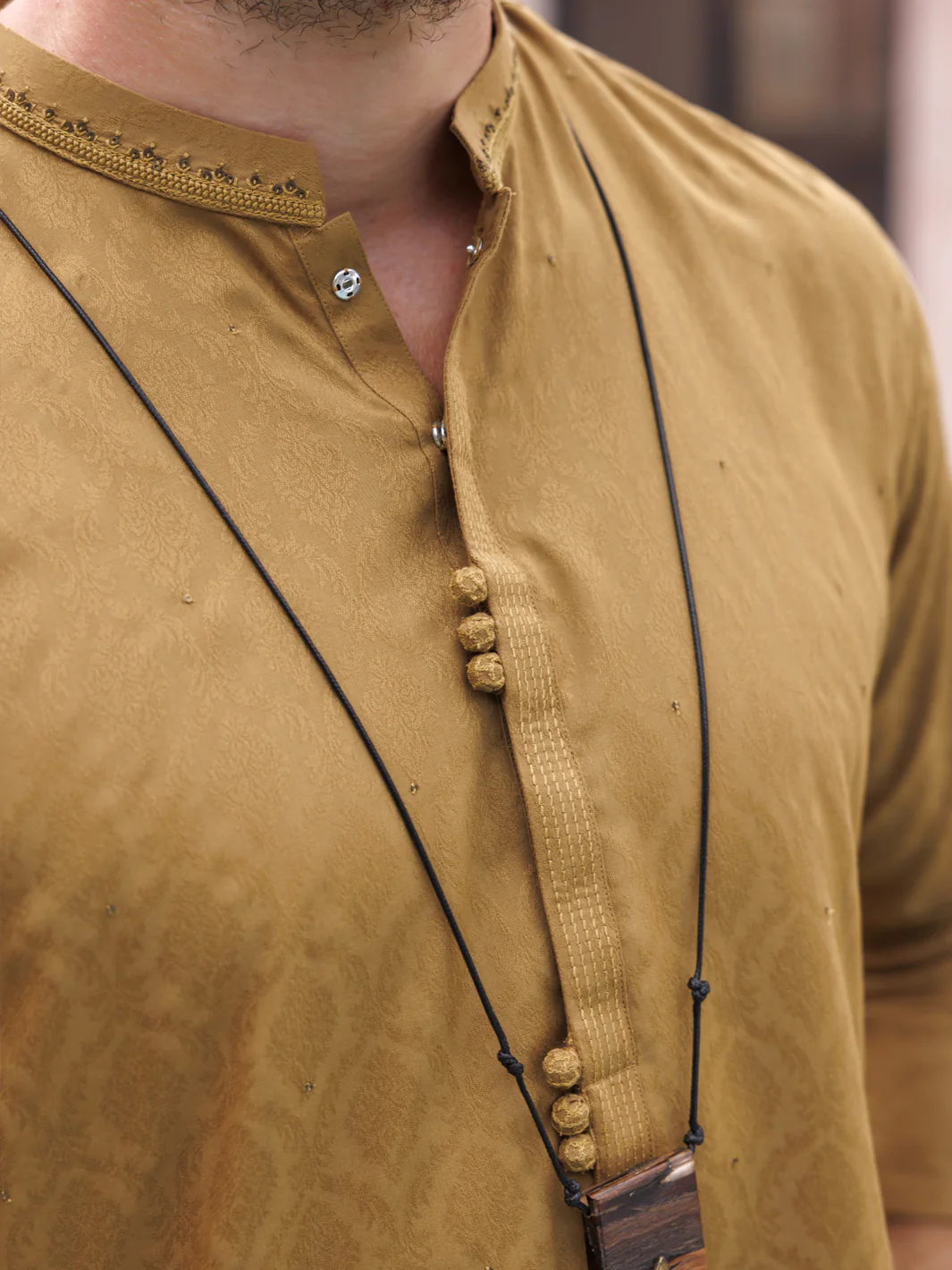 Mustard Blended Kurta - AL-K-1149B - Image 3