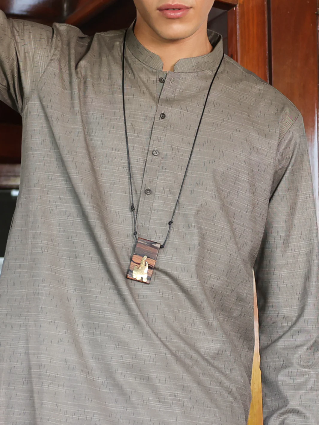 Brown Blended Kurta - AL-K-1150 - Image 3