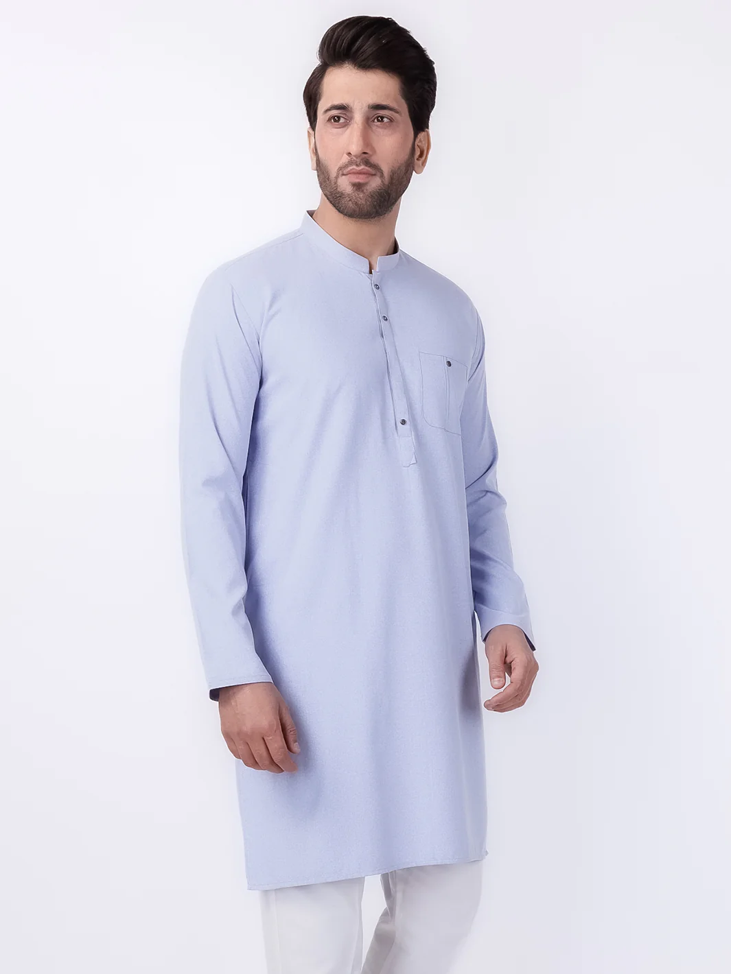 Light Blue Blended Kurta - AL-K-1153 - Image 3