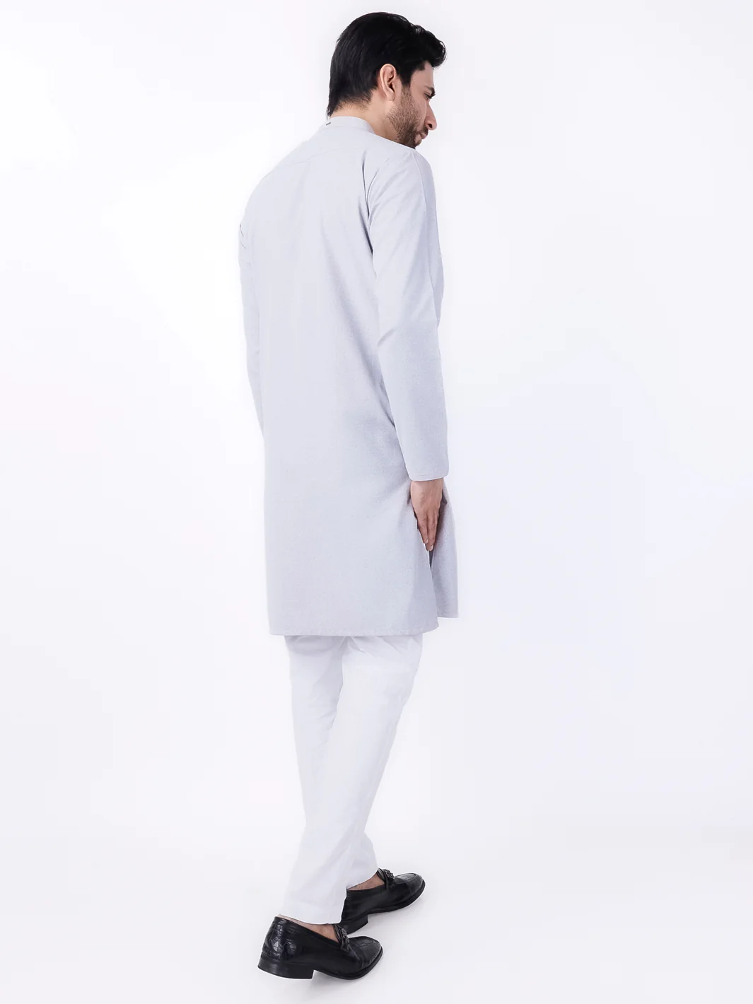 Light Grey Blended Kurta - AL-K-1154 - Image 2