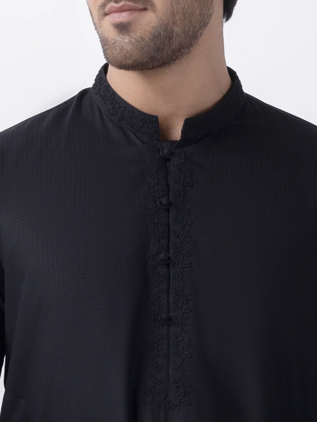 Black Blended Kurta - AL-K-1157C - Image 3