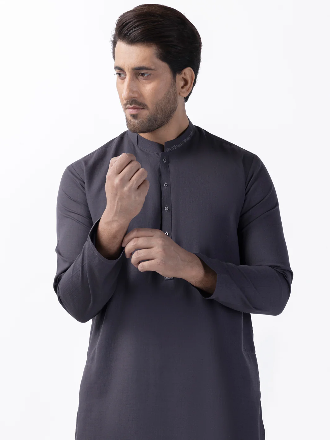 Grey Blended Kurta - AL-K-1164 - Image 3