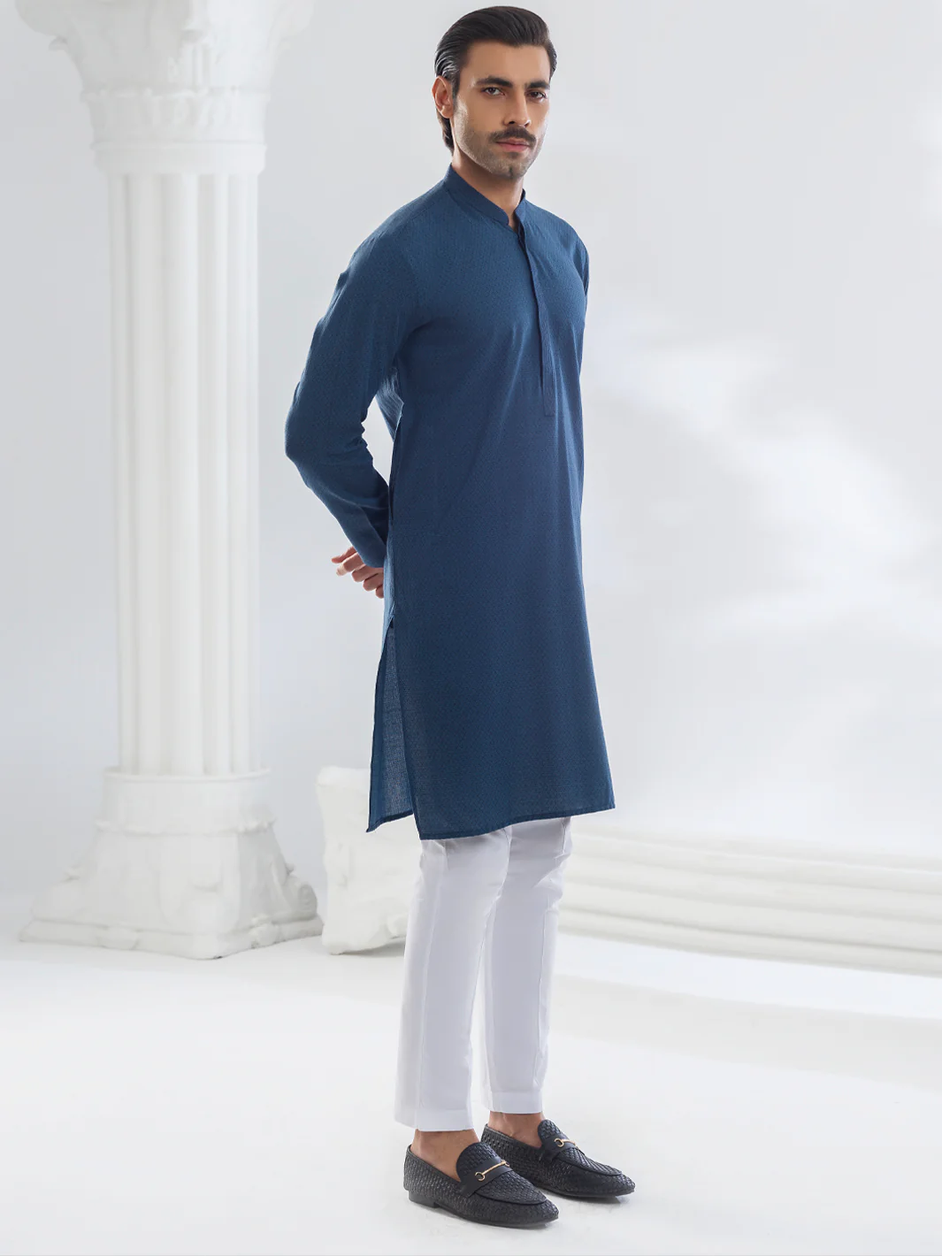 Blue Cotton Kurta - AL-K-1176A