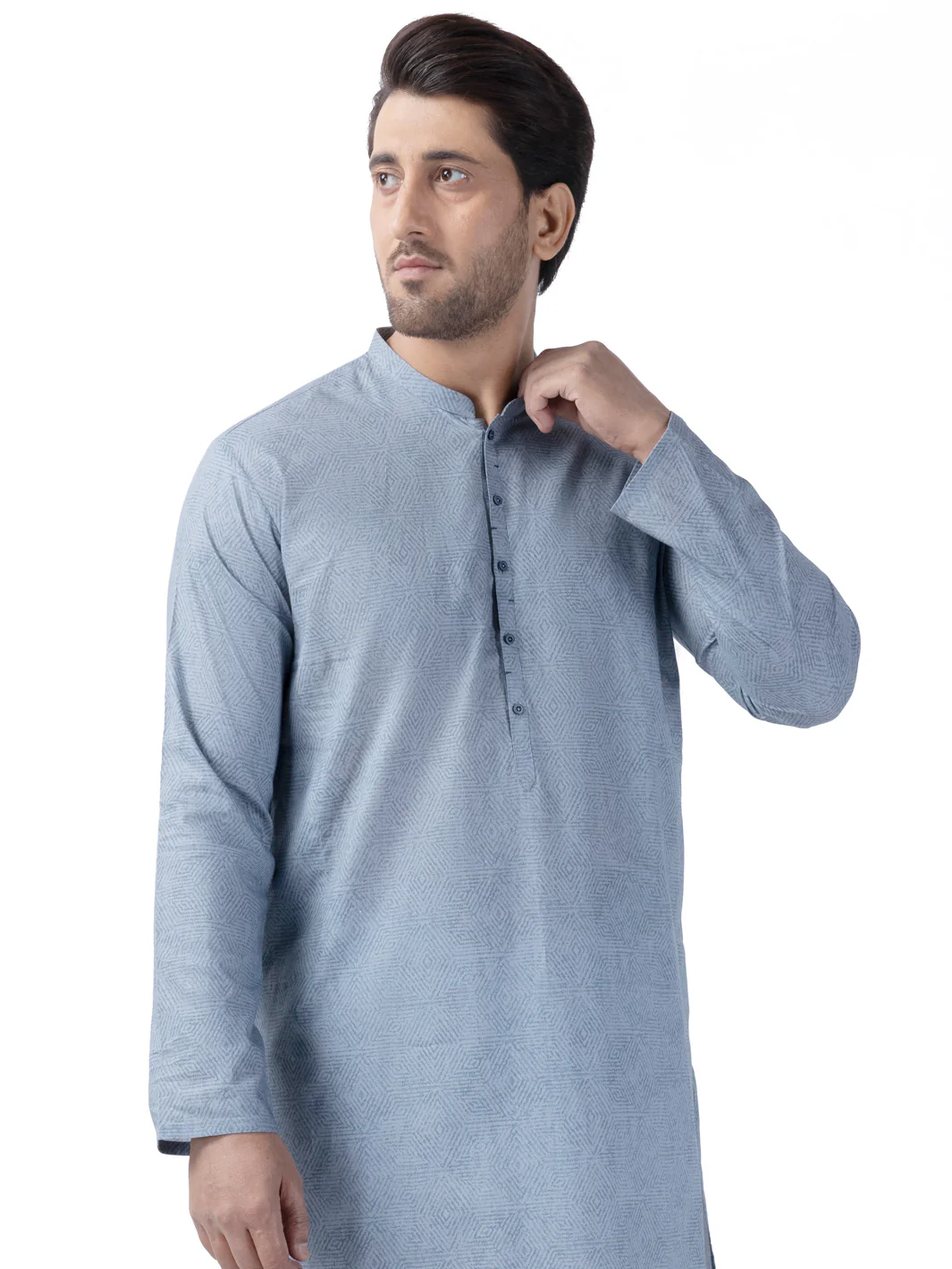 Blue Cotton Kurta - AL-K-1184 - Image 4