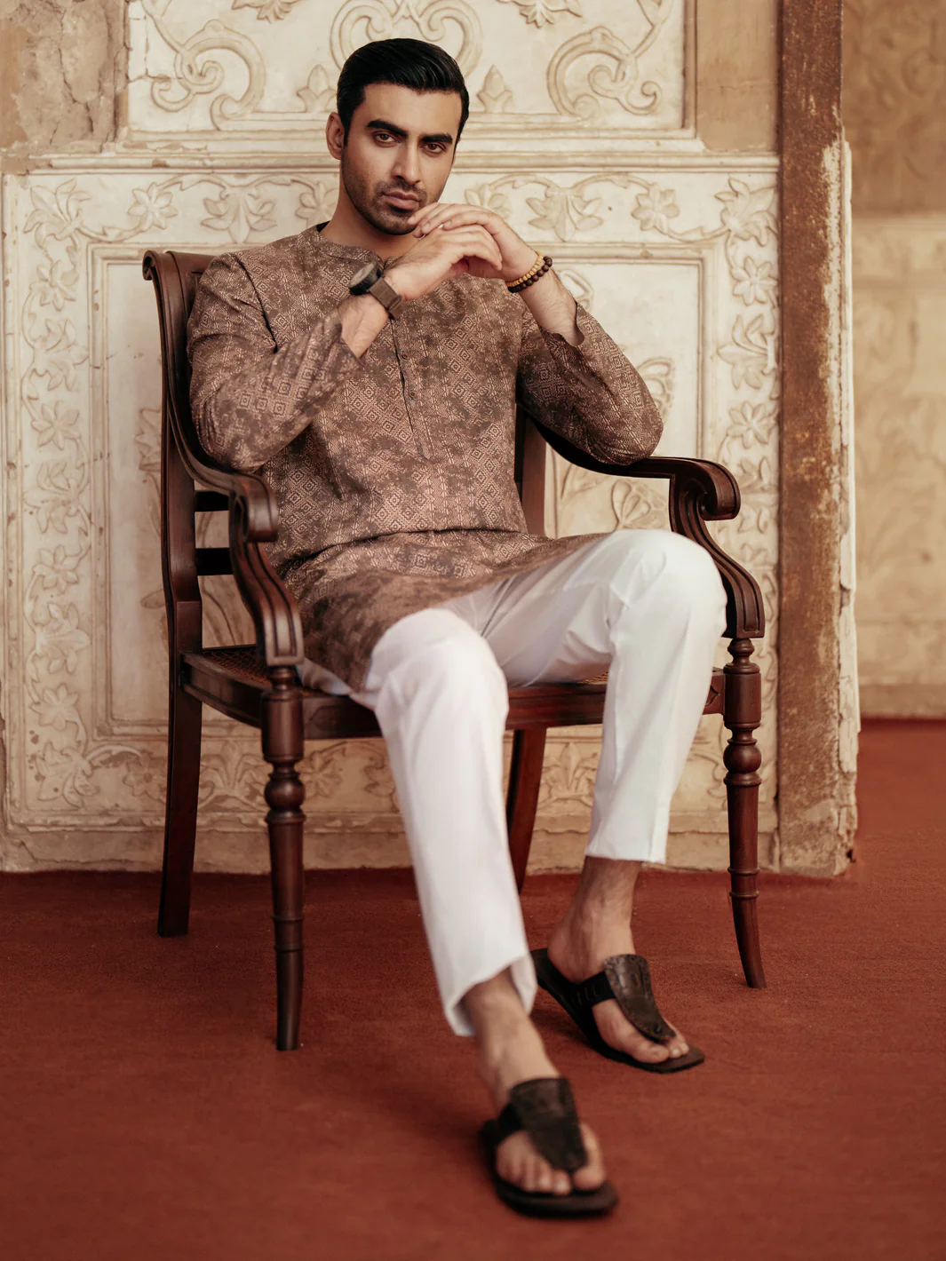 Brown Cotton Kurta - AL-K-1185 - Image 6