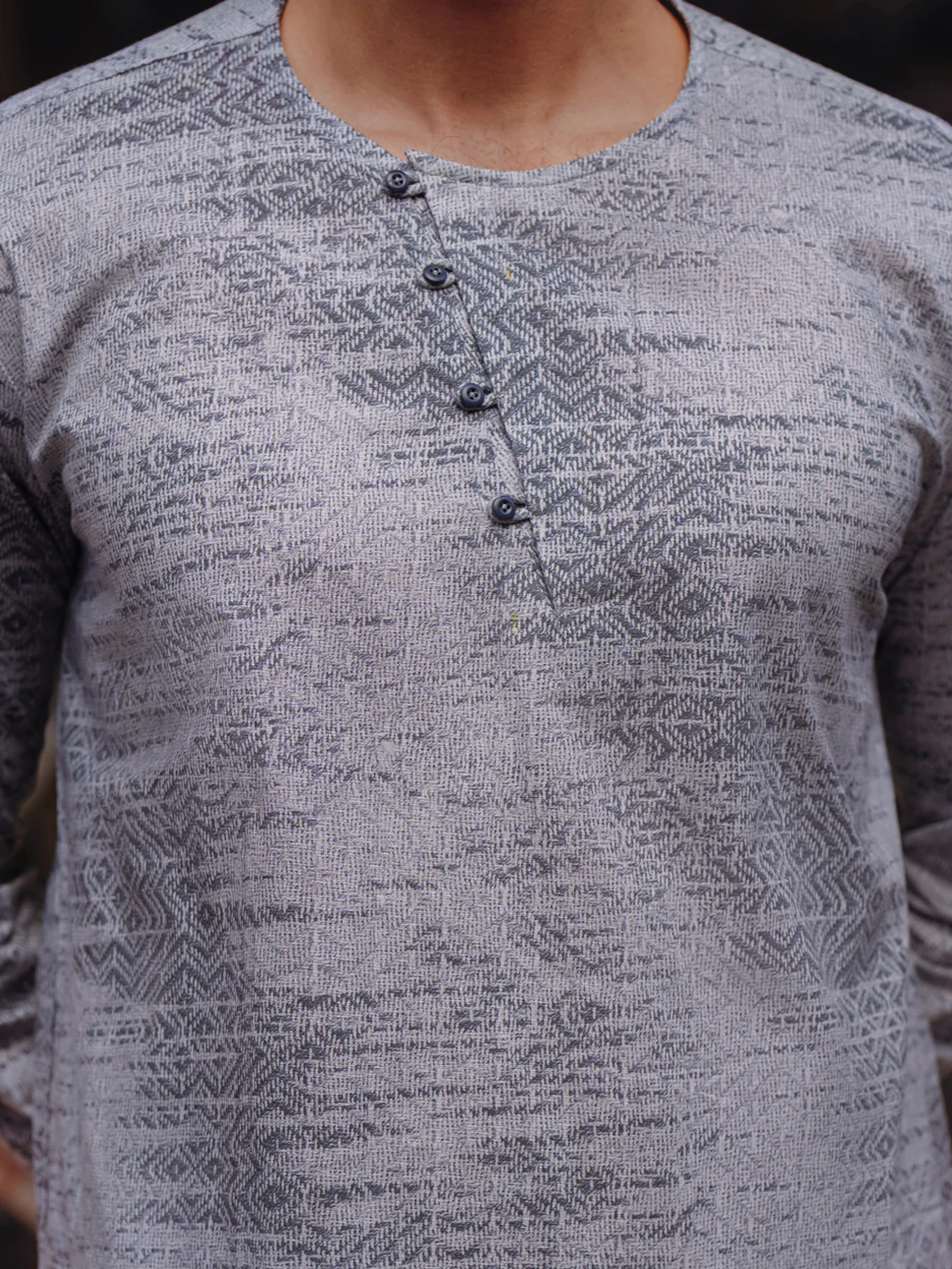 Grey Cotton Kurta - AL-K-1186 - Image 4