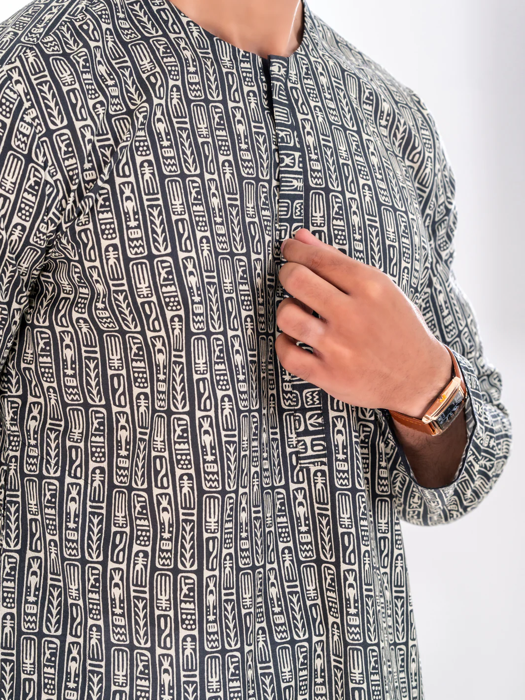Black Cotton Kurta - AL-K-1193 - Image 4