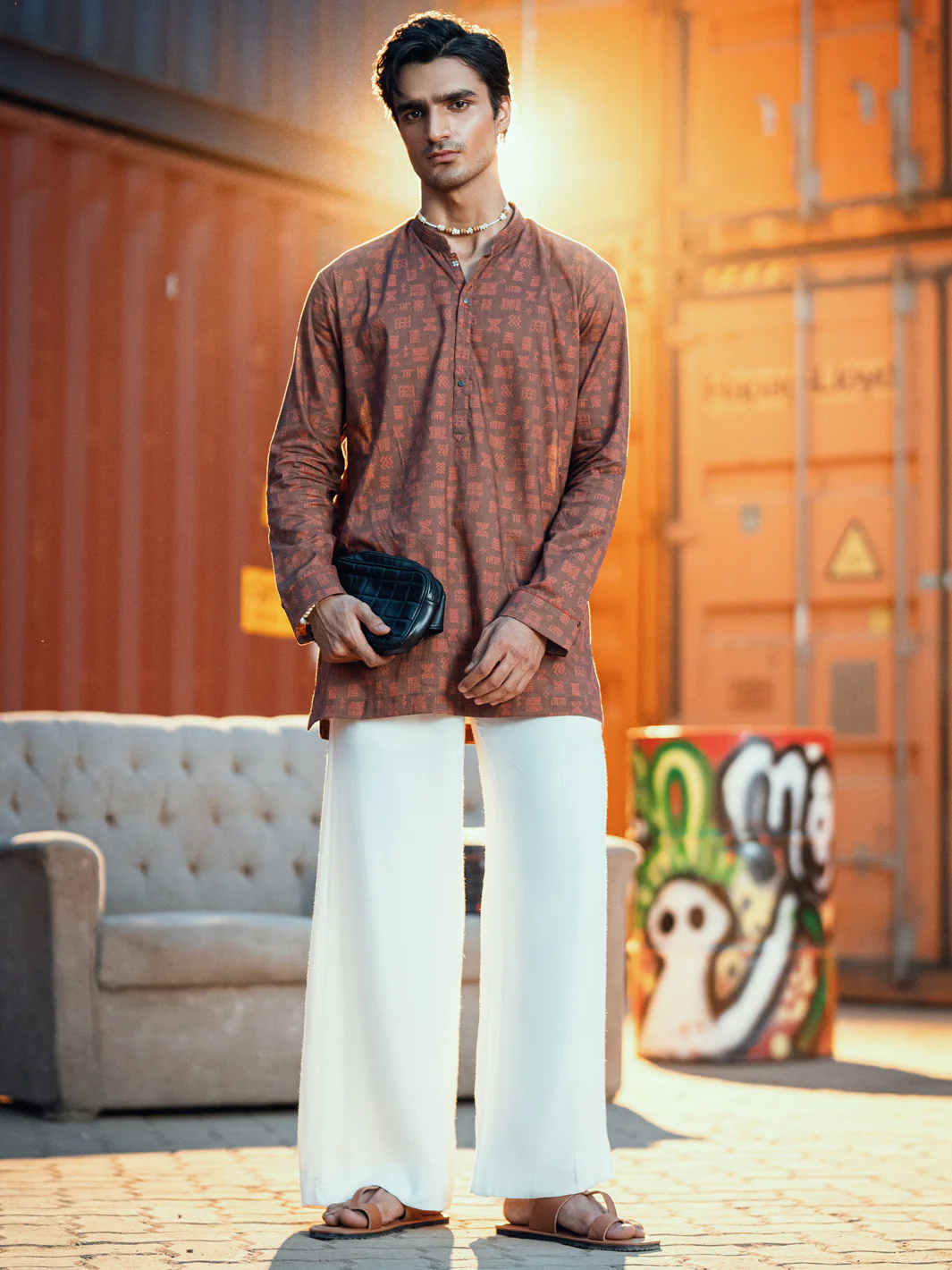 Brown Cotton Plain Kurta - AL-K-1197 - Image 6