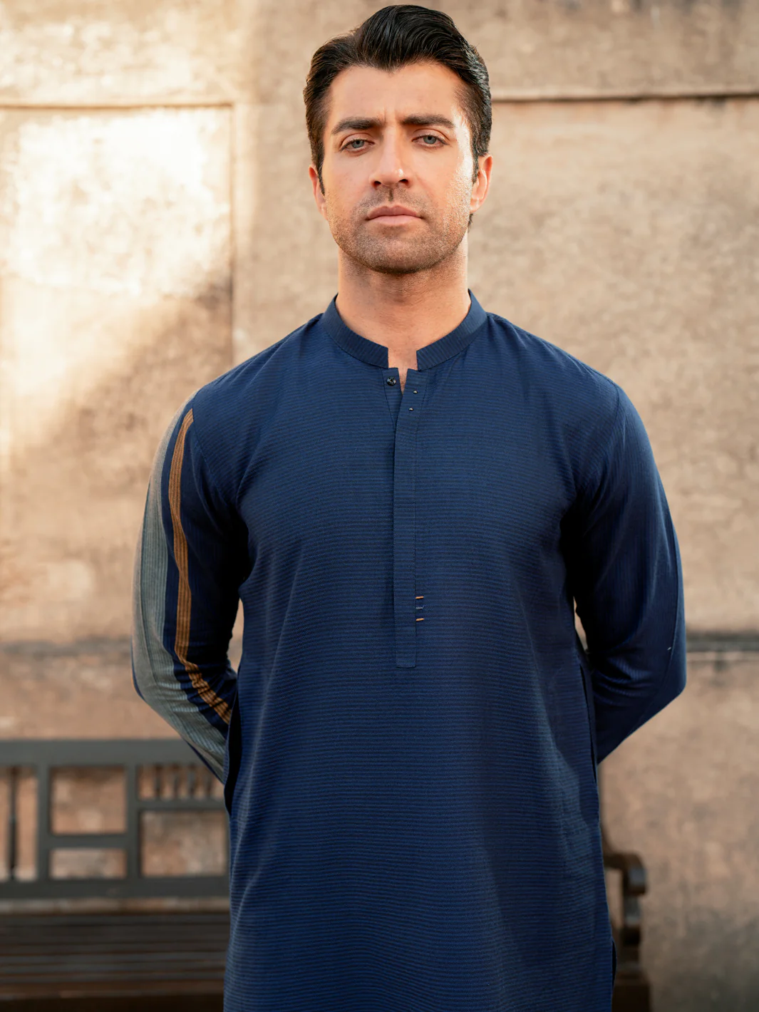 Blue Cotton Kurta - AL-K-1201 - Image 4