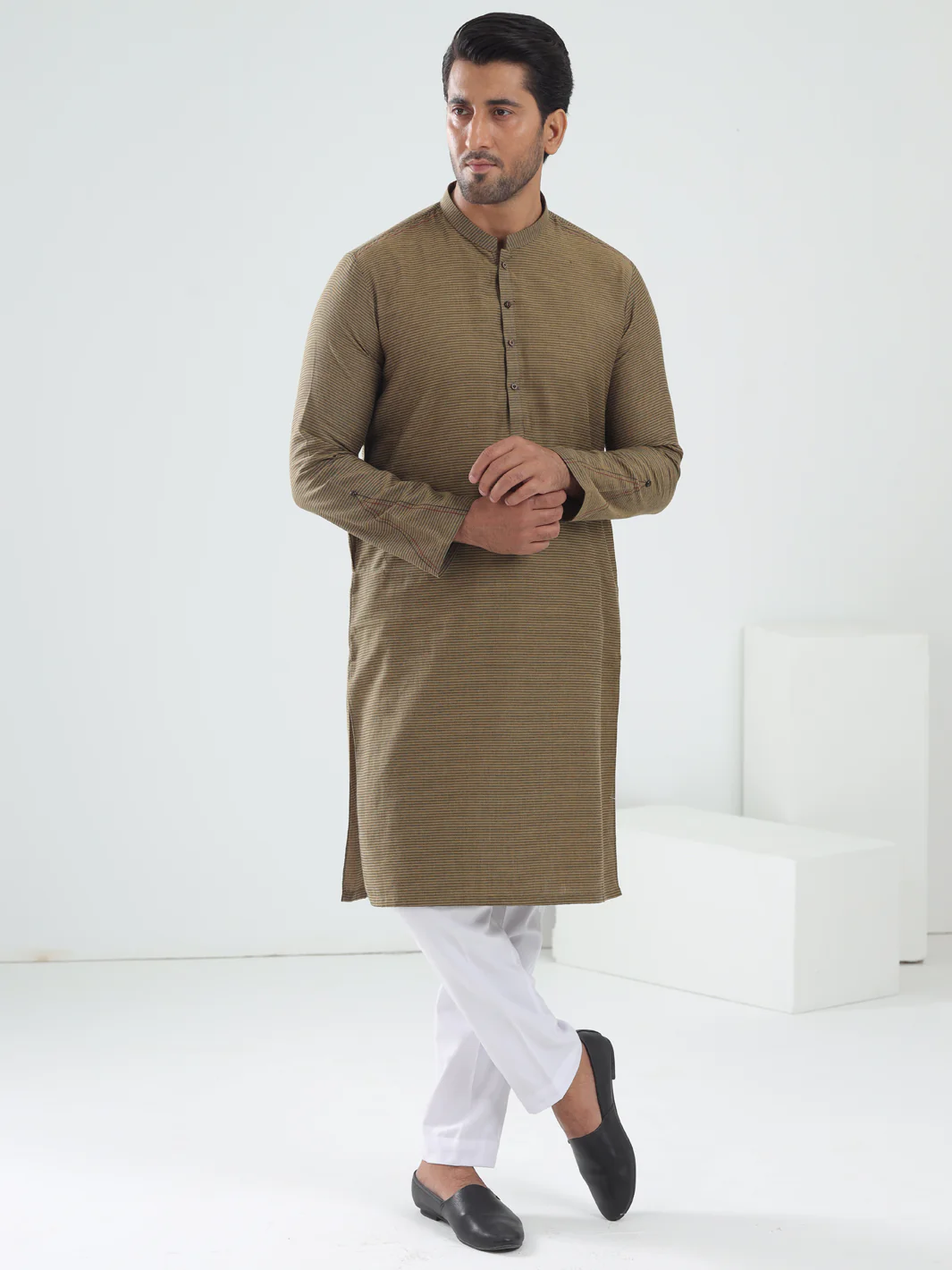 Mustard Cotton Kurta - AL-K-1203