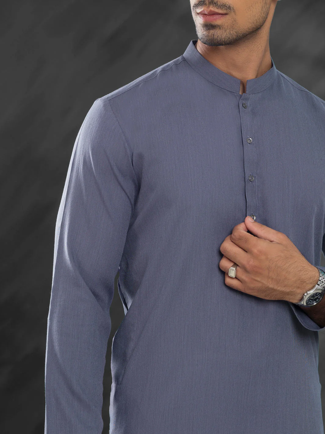 Grey Blended Kurta - AL-K-1215 - Image 10