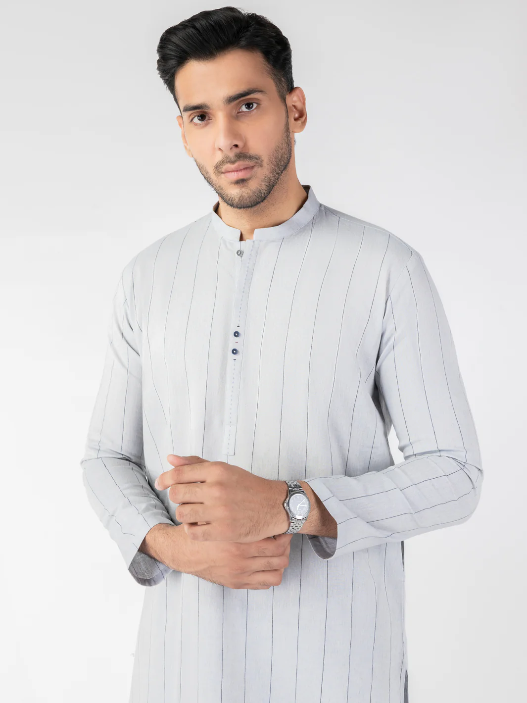 Light Blue Blended Kurta - AL-K-1229 - Image 3