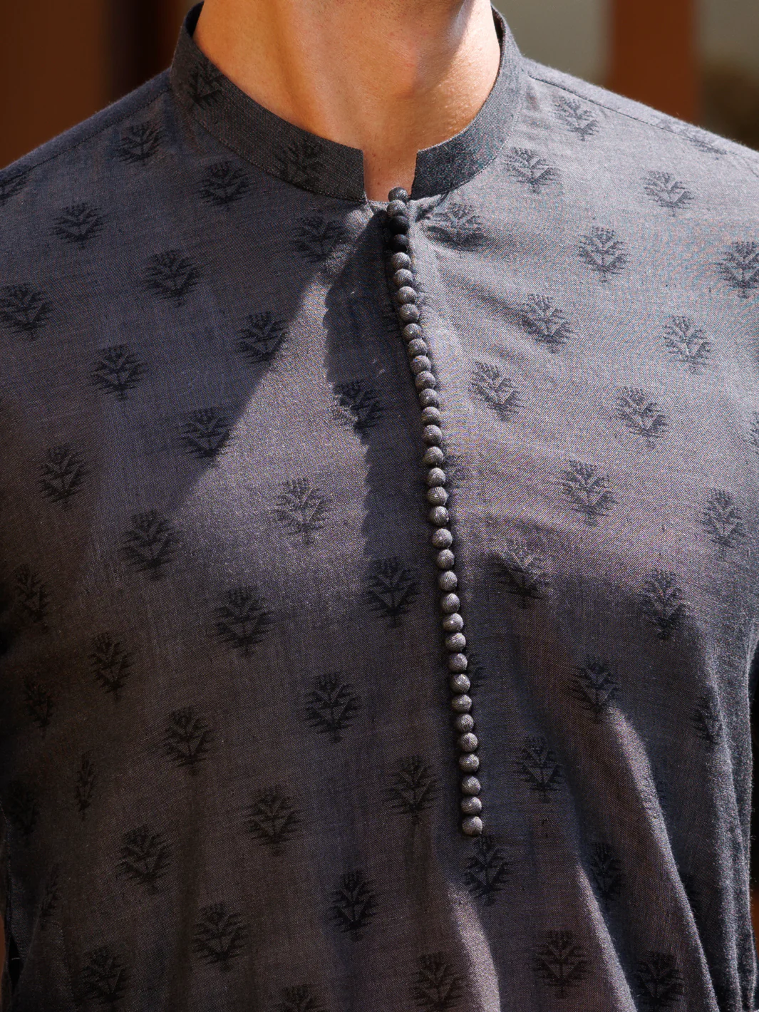 Charcoal Cotton Kurta - AL-K-1232 - Image 3