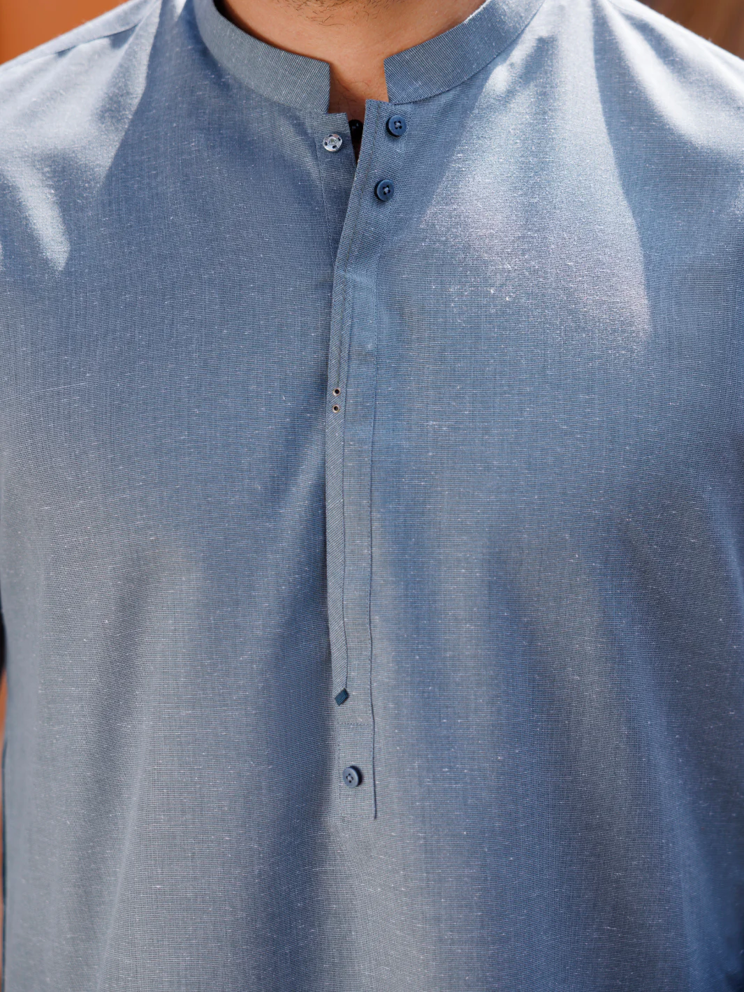 Light Blue Blended Kurta - AL-K-1238 - Image 3