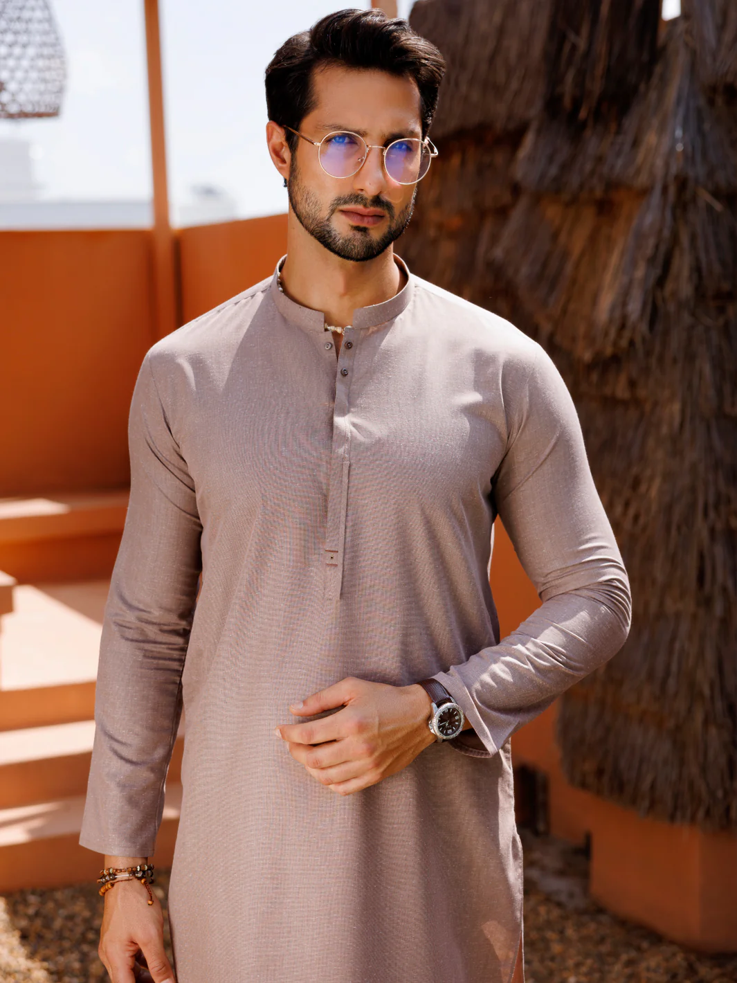 Brown Blended Kurta - AL-K-1239 - Image 3