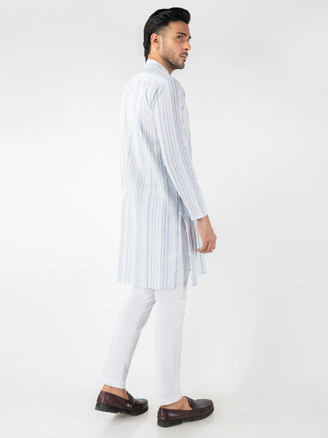 White Blended Kurta - AL-K-1244 - Image 4