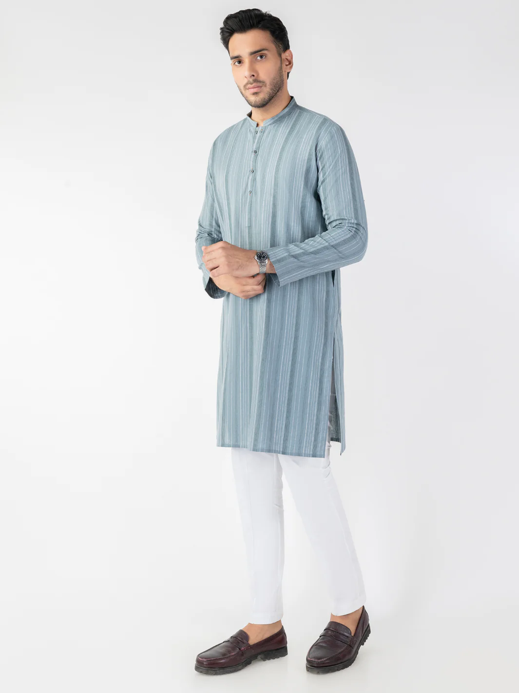 Grey Blended Kurta - AL-K-1245 - Image 3