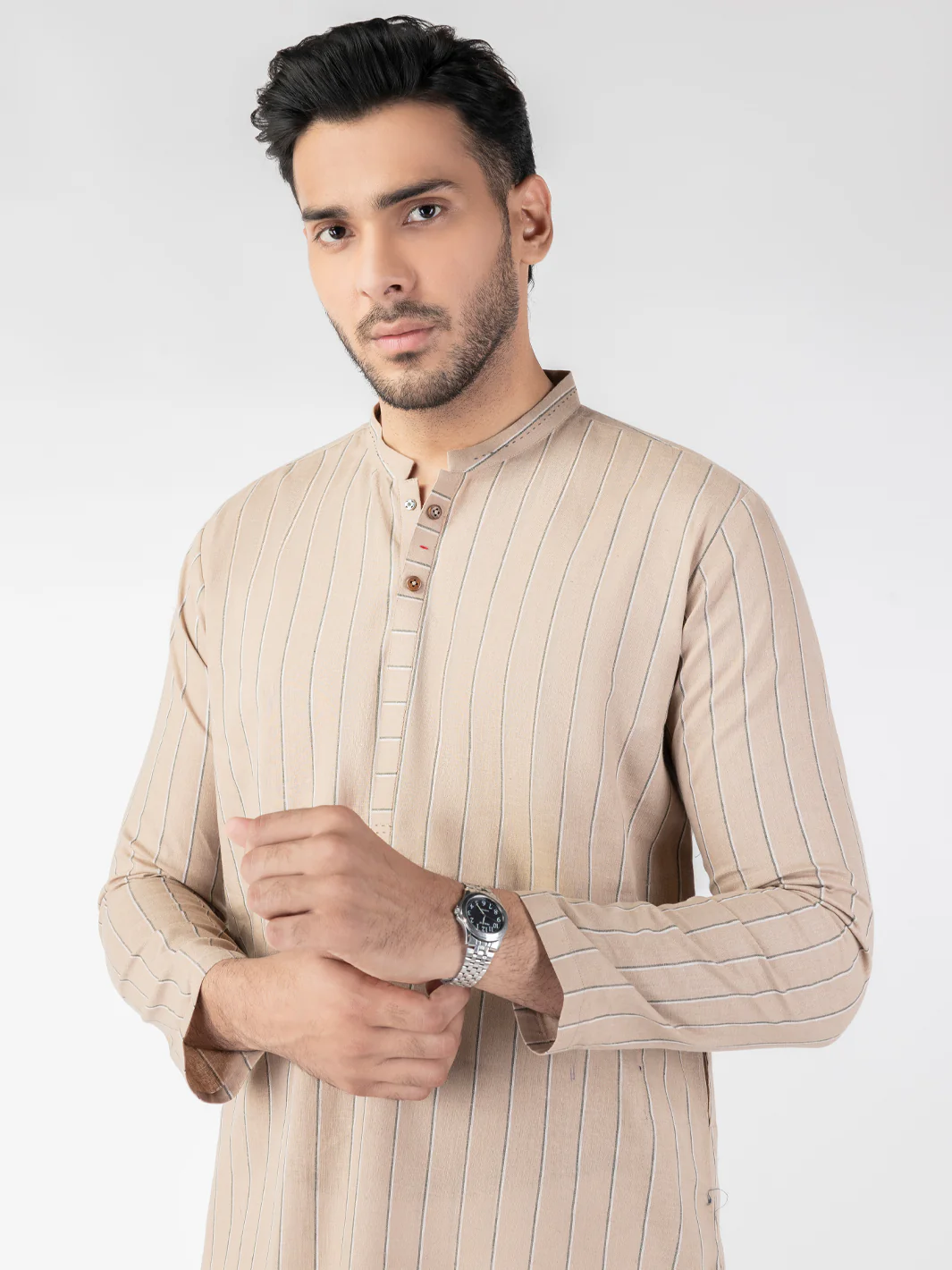 Light Brown Blended Kurta - AL-K-1246 - Image 4