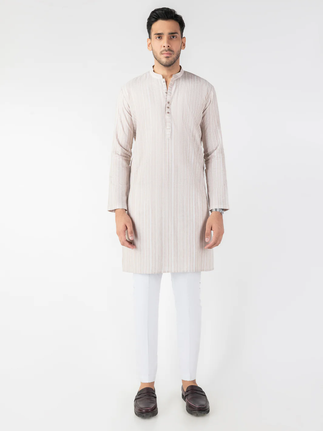 Beige Blended Kurta - AL-K-1247