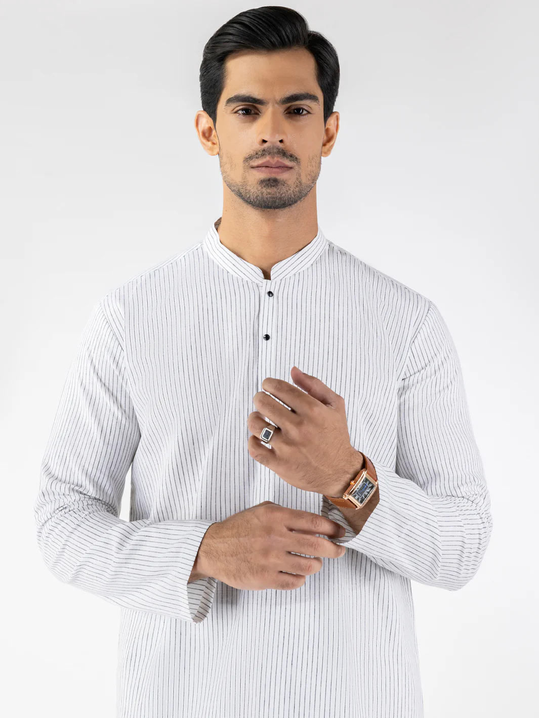 White Blended Kurta - AL-K-1248 - Image 3