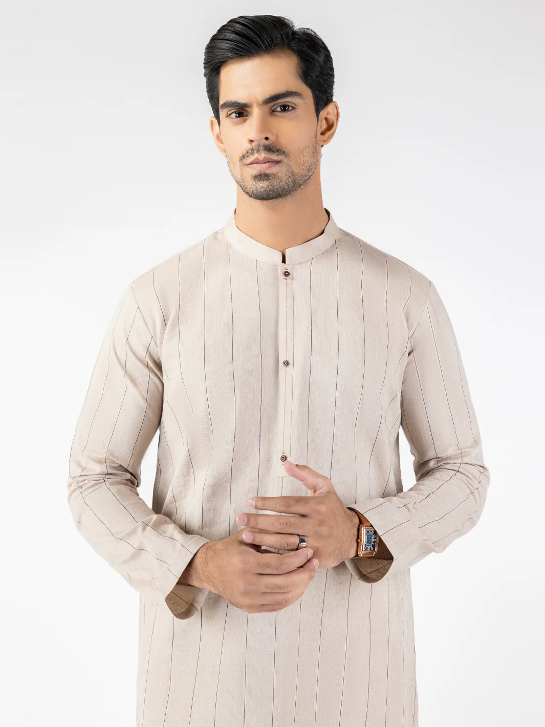 Beige Blended Kurta - AL-K-1252 - Image 4