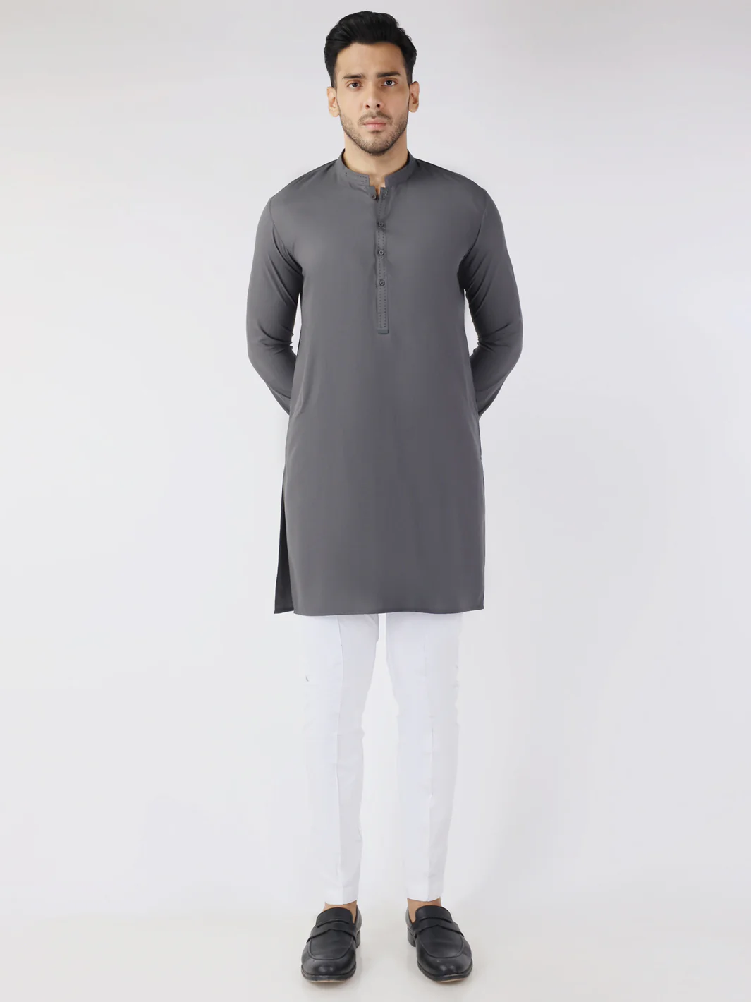 Grey Blended Kurta - AL-K-1258