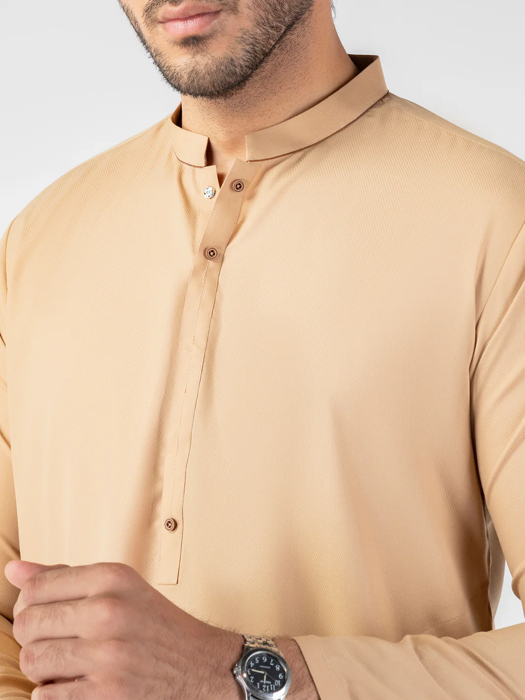 Beige Blended Kurta - AL-K-1260 - Image 4