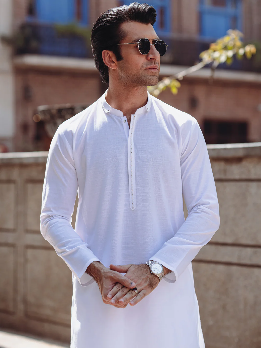 White Cotton Kurta - AL-K-1264A - Image 2