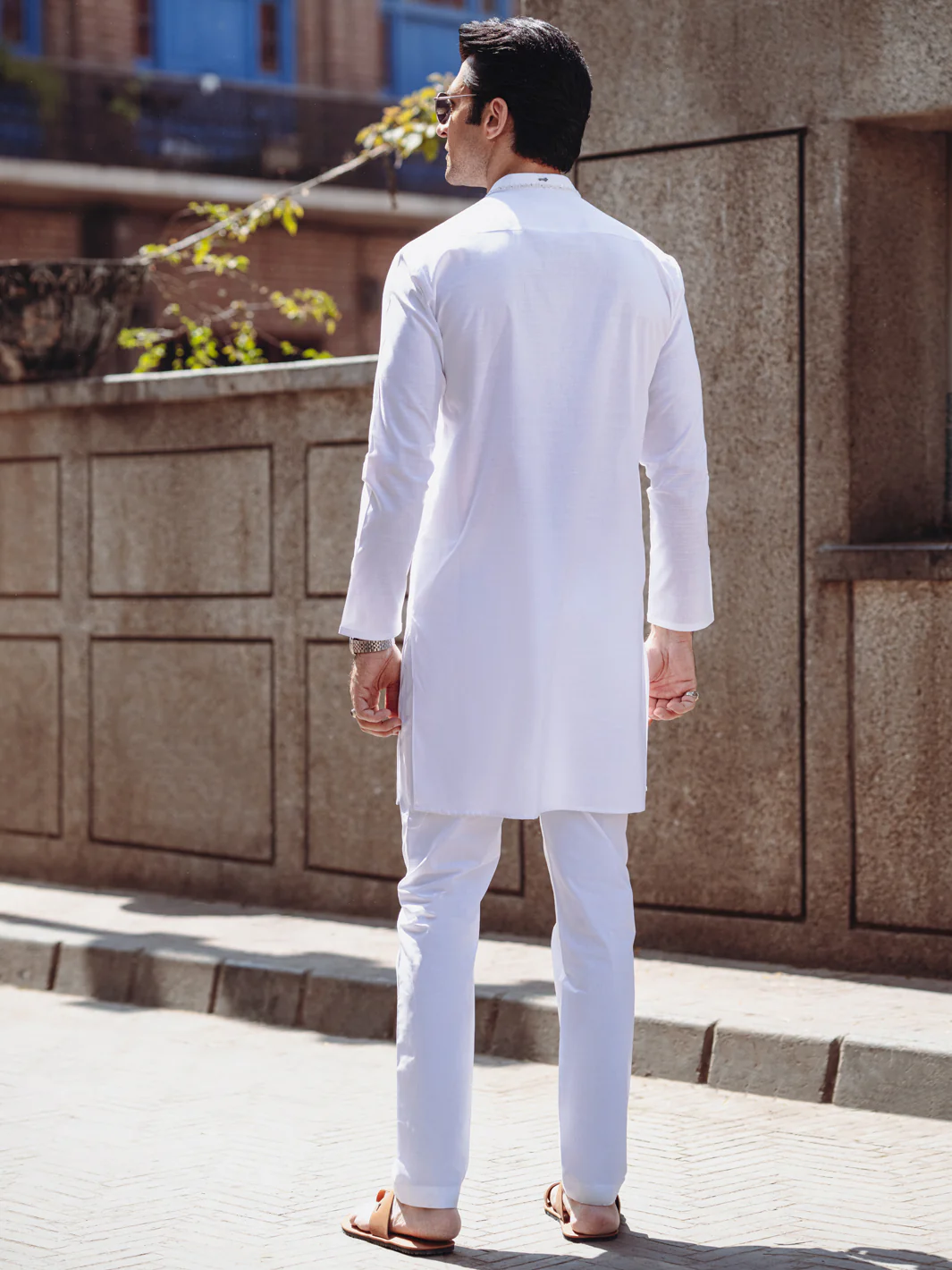 White Cotton Kurta - AL-K-1264A - Image 4