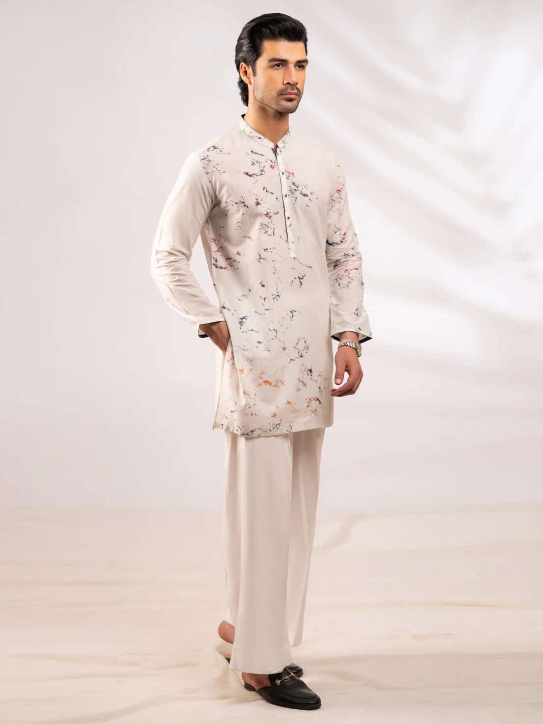 Sky Blue Cotton Kurta - AL-K-1284 - Image 5