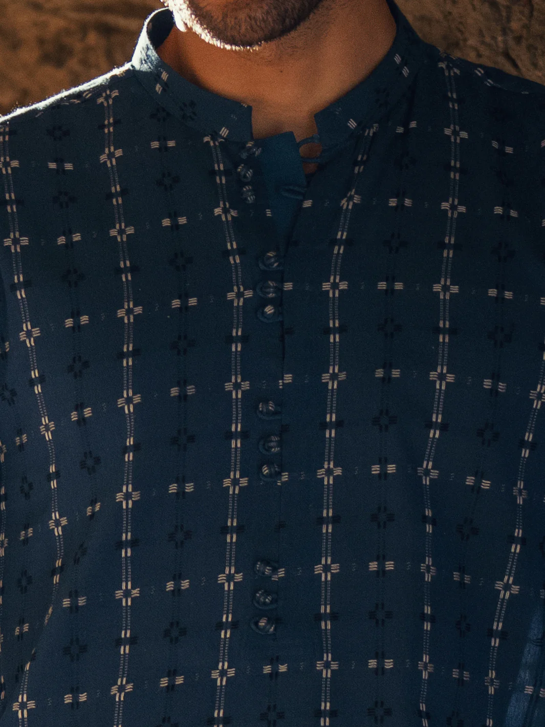 Blue Cotton Semi-Formal Kurta - AL-K-1287 - Image 6