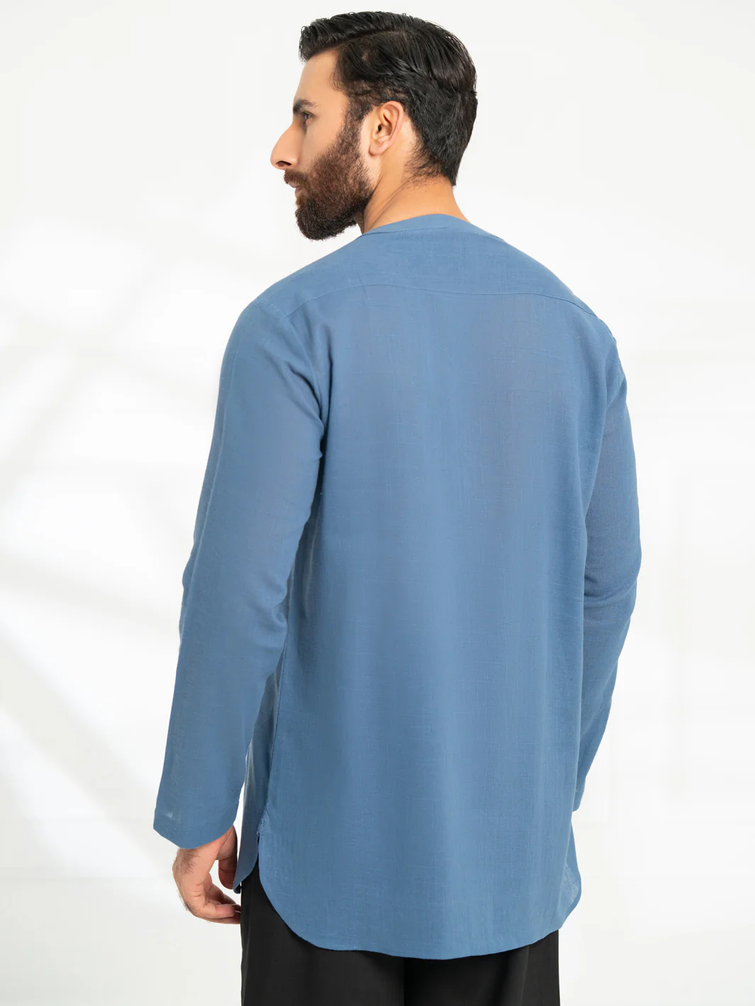 Dark Blue Cotton Semi-Formal Kurta - AL-K-1294 - Image 5