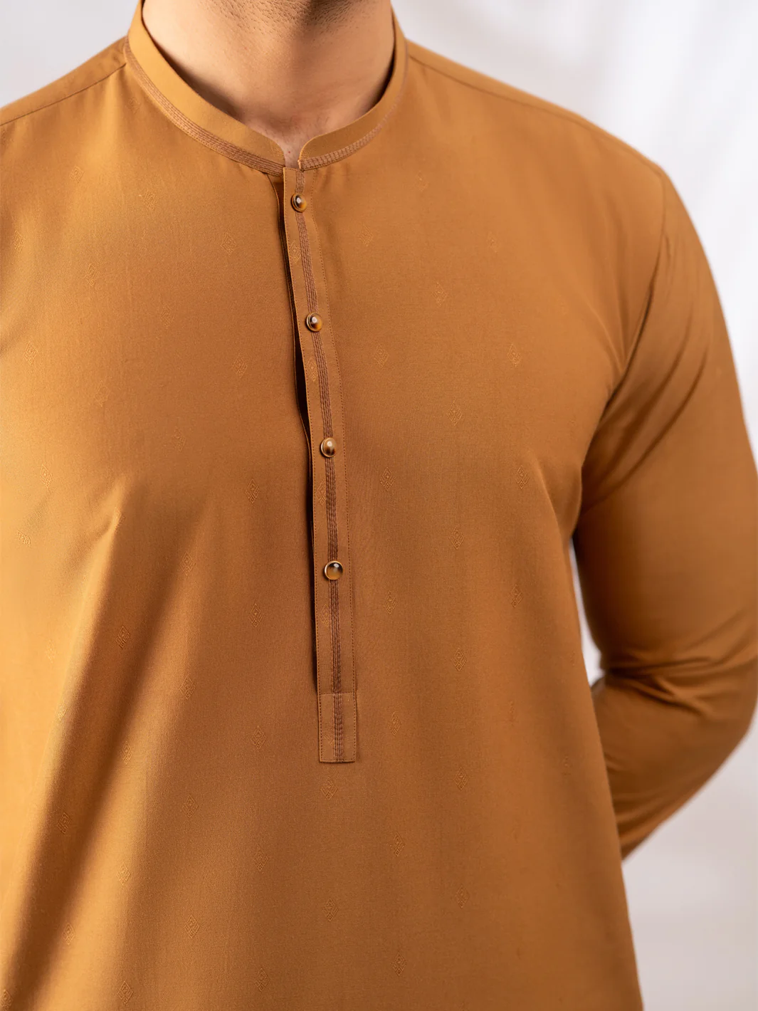 Brown Dobby Cut & Sew Kurta - AL-K-1304 - Image 4