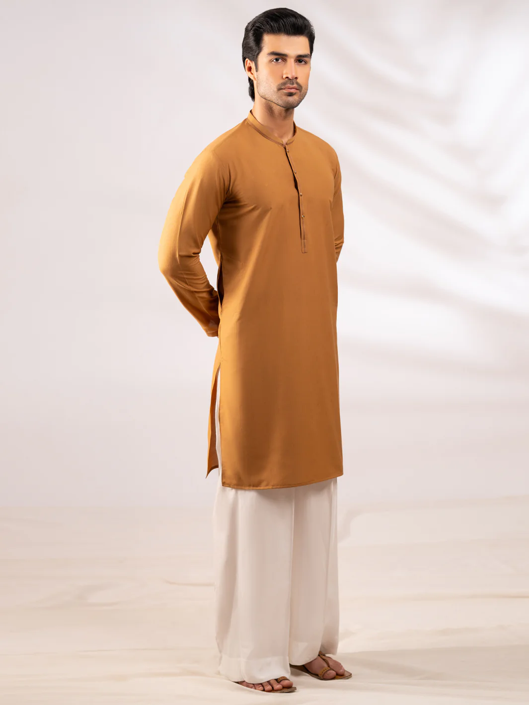 Brown Dobby Cut & Sew Kurta - AL-K-1304 - Image 5