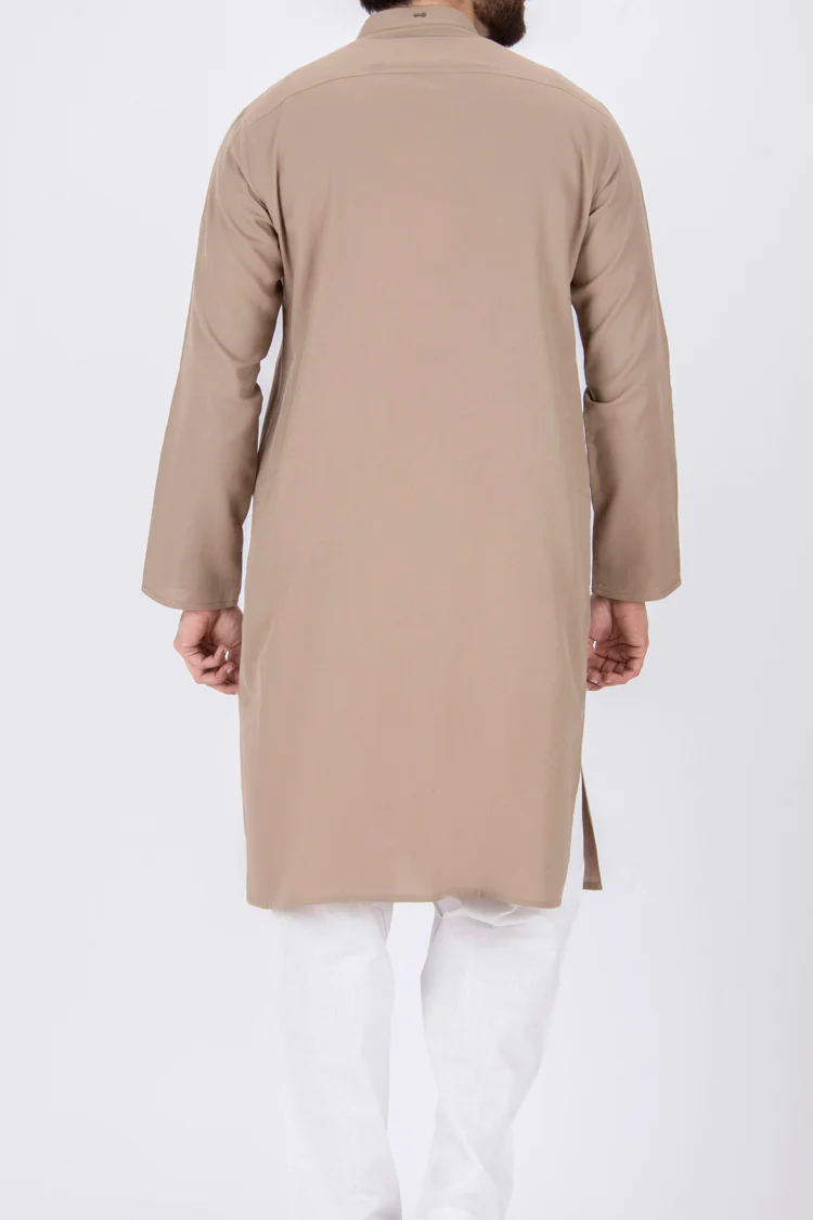 Beige Cotton Kurta - AL-K-685 - Image 4