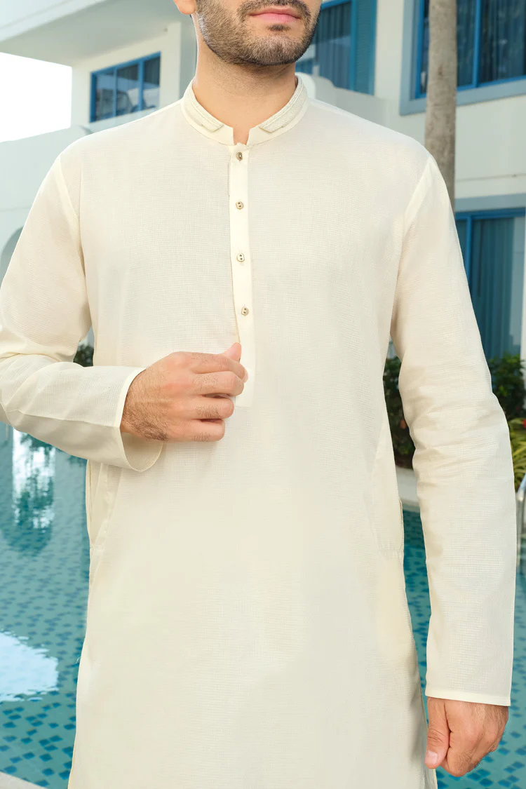 Off White Blended Kurta - AL-K-795 - Image 2