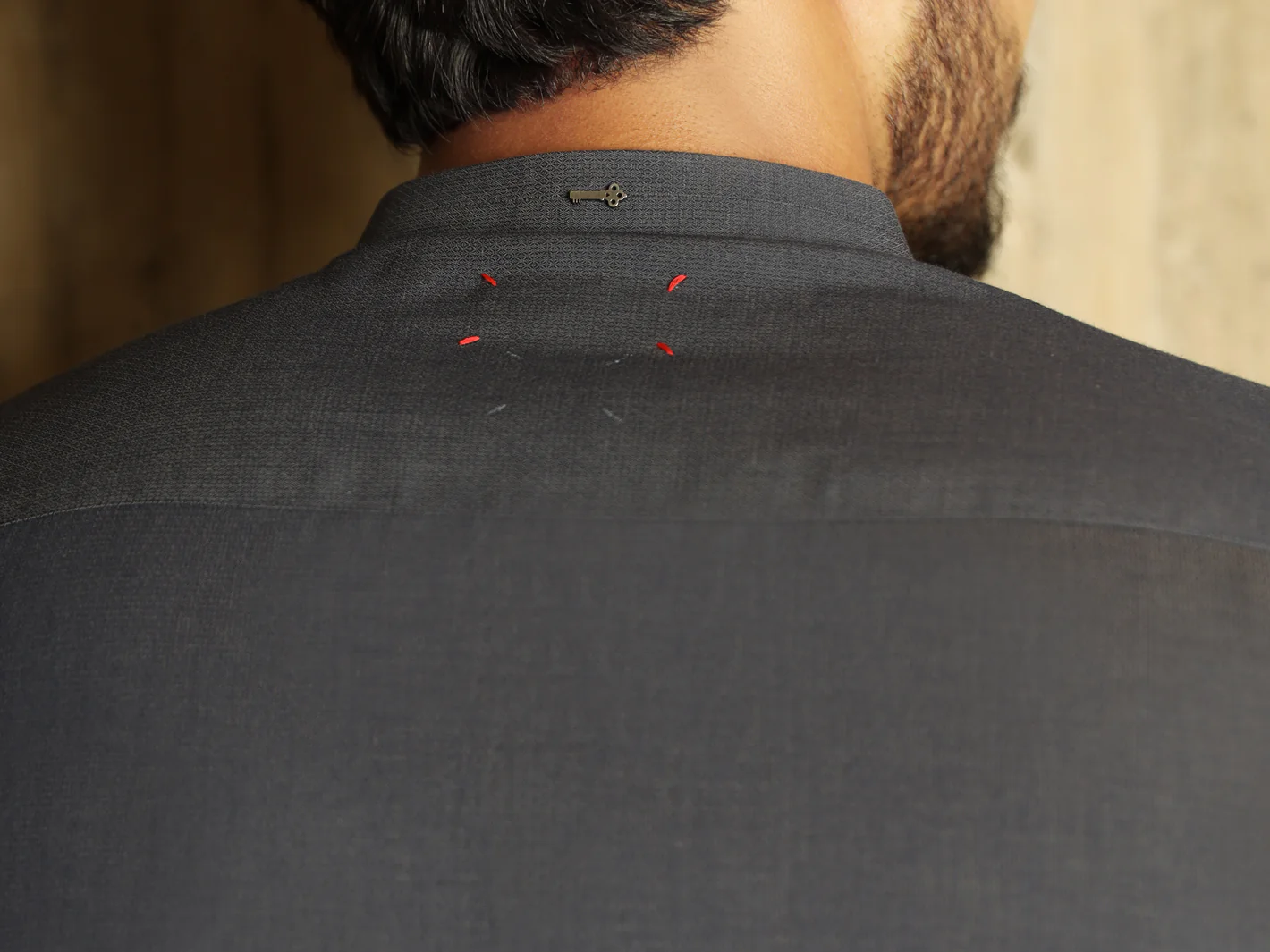 Grey Cotton Kurta - AL-K-829 - Image 3