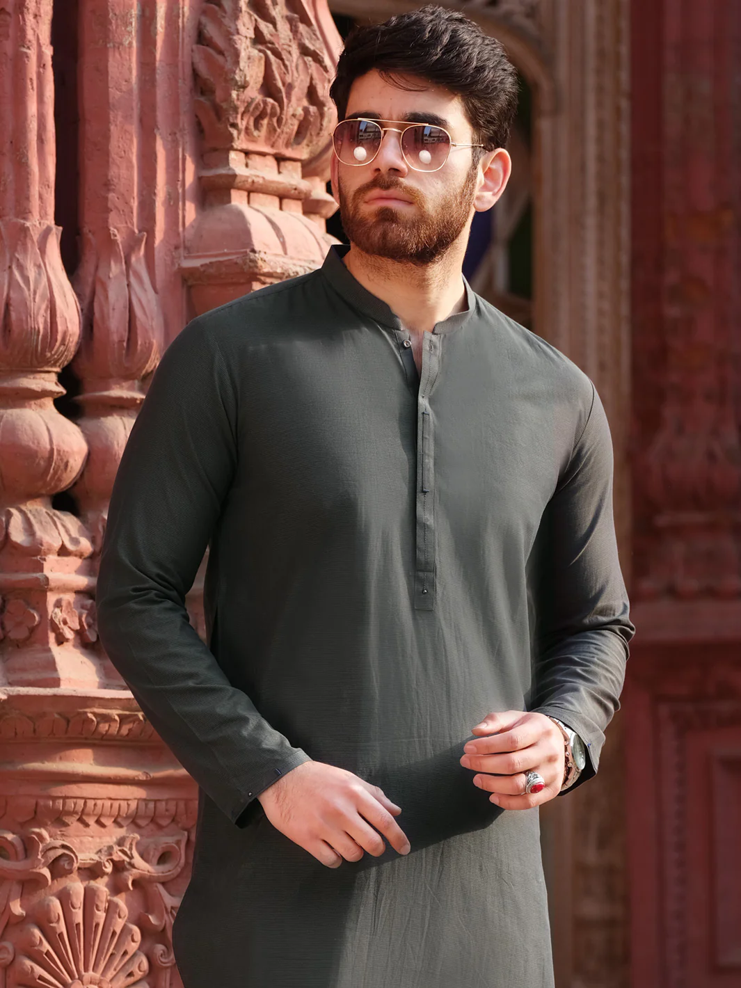 Green Blended Kurta - AL-K-835 - Image 3