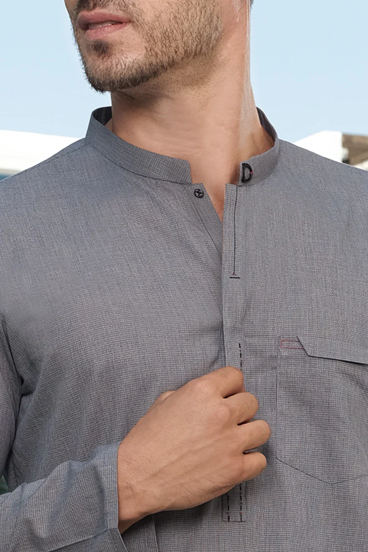 Light Blue Blended Kurta - AL-K-836 - Image 3