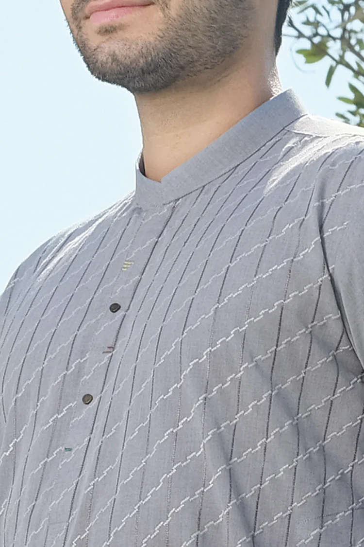 Light Blue Blended Kurta - AL-K-841B - Image 3