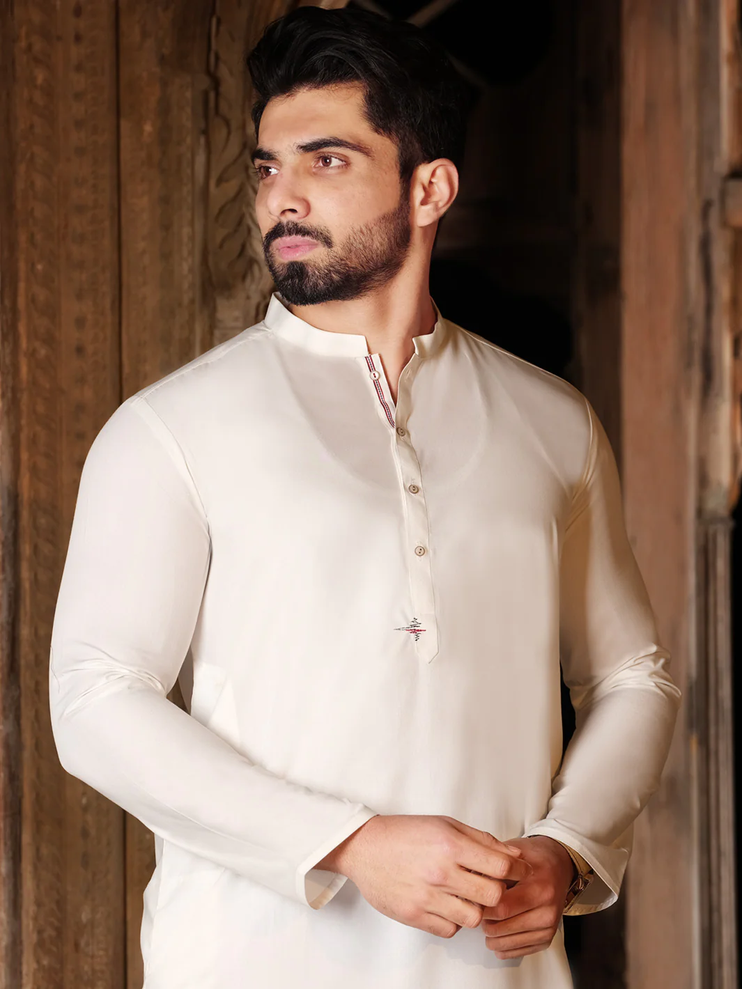 White Blended Kurta - AL-K-850 - Image 2