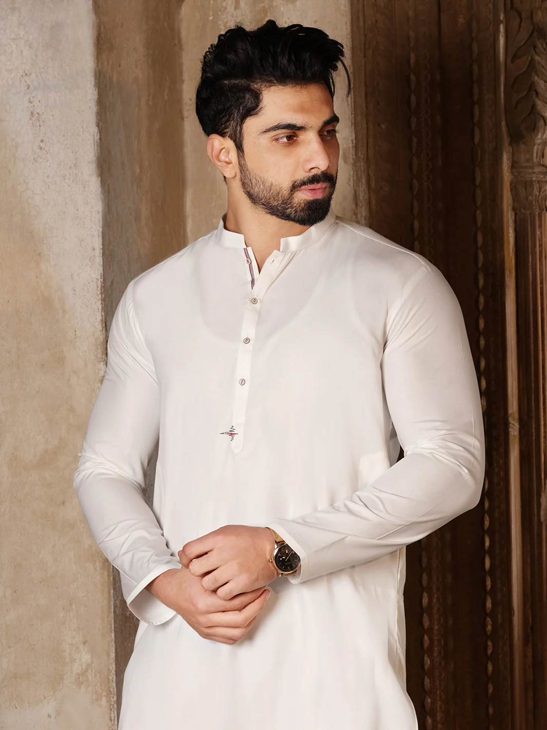 White Blended Kurta - AL-K-850 - Image 3