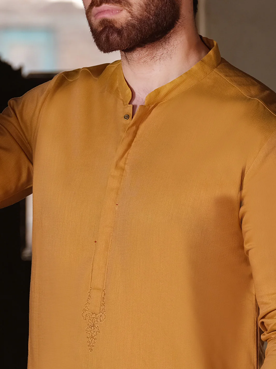 Yellow Blended Kurta - AL-K-857 - Image 2