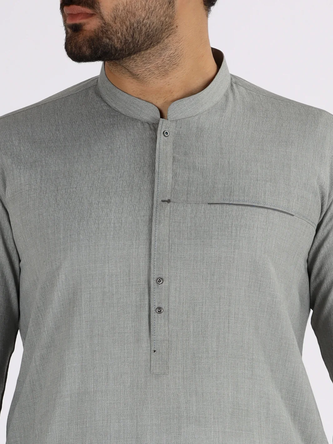 Ash Grey Blended Kurta - AL-K-862 - Image 2