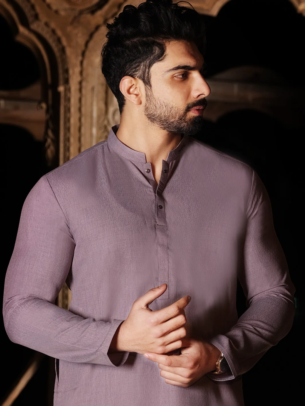 Light Purple Blended Kurta - AL-K-863 - Image 2