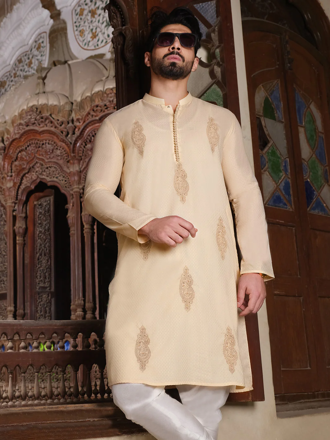 Beige Blended Kurta - AL-K-871 - Image 3