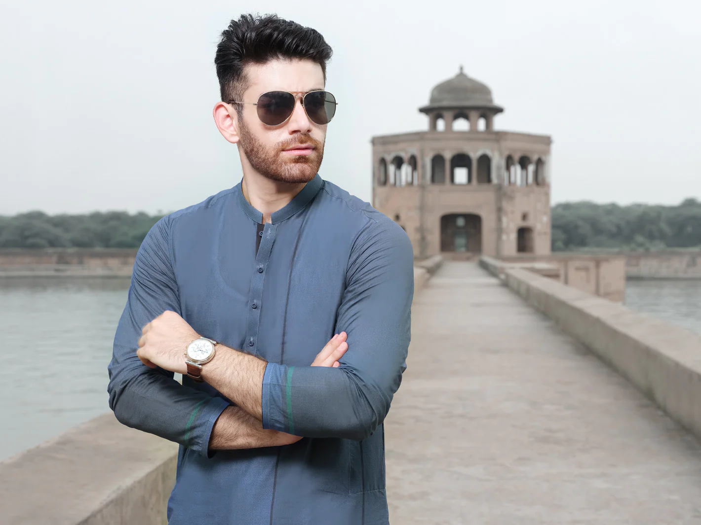 Blue Cotton Kurta - AL-K-883 - Image 2