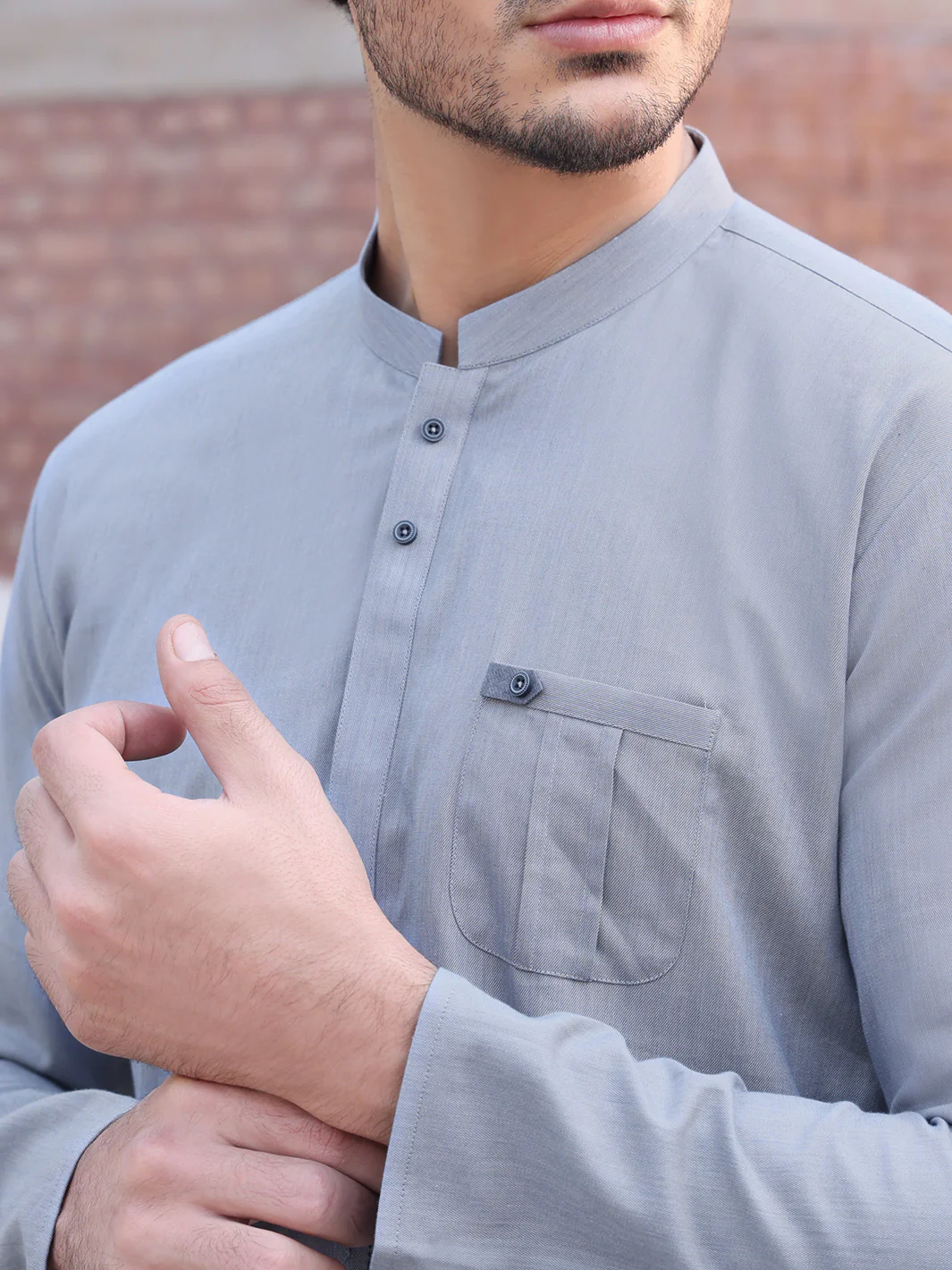 Light Blue Cotton Kurta - AL-K-886 - Image 2